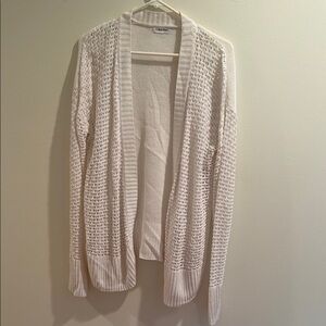 Calvin Klein White Textured Knit Cardigan Sweater